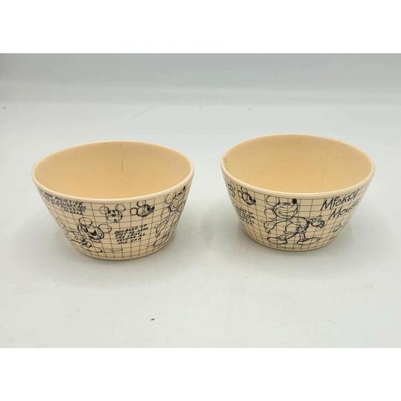 Lot of 2 Disney Sketchbook Bamboo Mickey Tidbit Bowls - Picture 1 of 7
